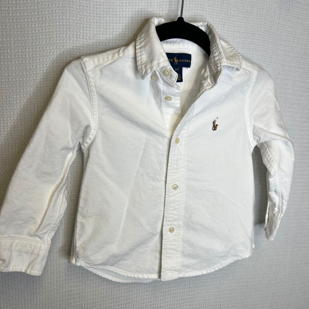 Ralph Lauren Kids White Cotton Long Sleeve Oxford Button Down Shirt 2/2T S160